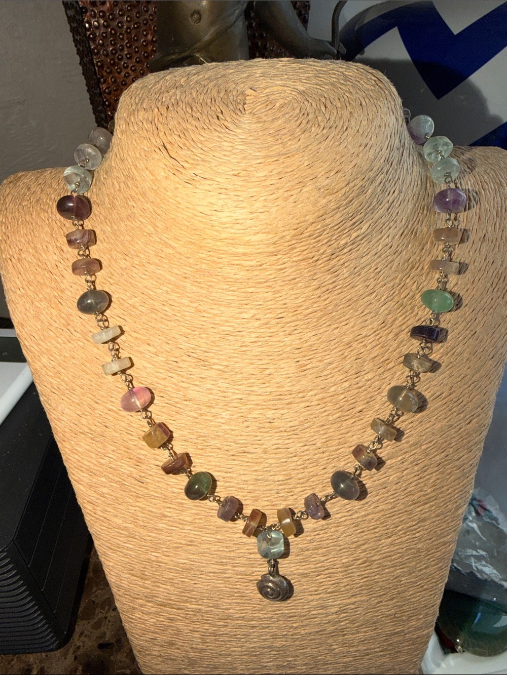 Artisan Multicolor Gemstone Necklace with Pendant